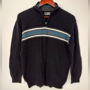 XG Boys Black Quarter Zip Sweater with Blue and Gray Accents Size XL